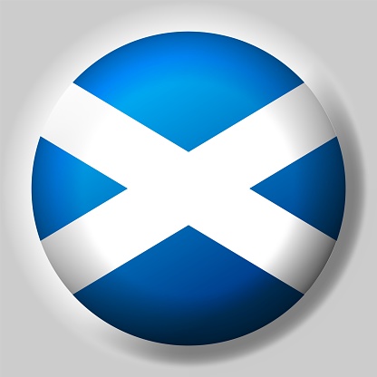 Flag of Scotland button on glossy sphere
