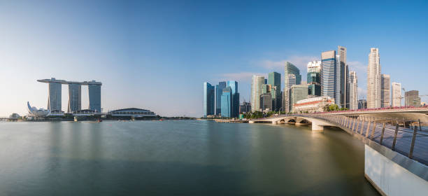 Panorama view of Singapore Financial district in day morning time