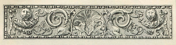 istock Art nouveau design element for decoration with  flower and lions drawing 1898 1364589193