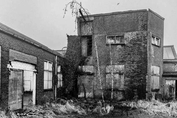 istock Deserted Factory in Black and White 1364592409