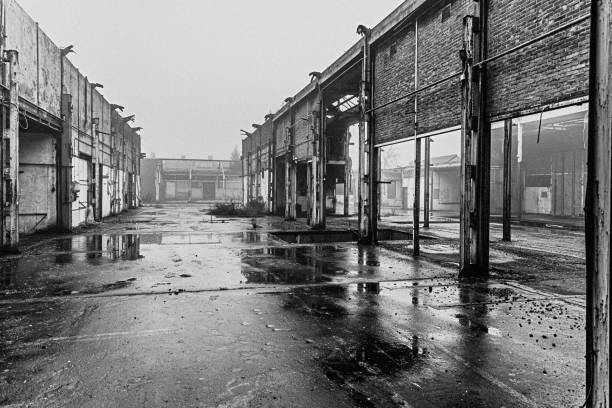 Deserted Factory in Black and White