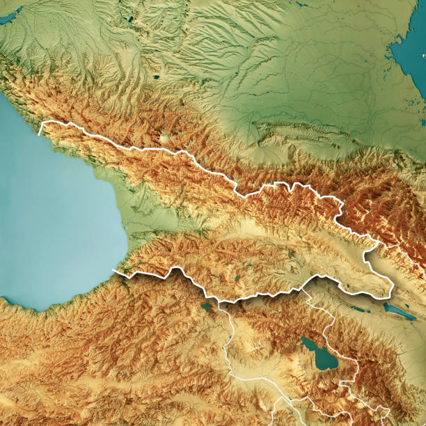 istock Georgia Country 3D Render Topographic Map Color Border 1364593085