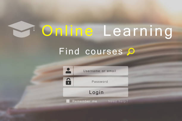 E - learning concept, online education login or registration screen design