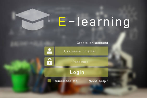 istock E - learning concept, online education login or registration screen design 1364595519