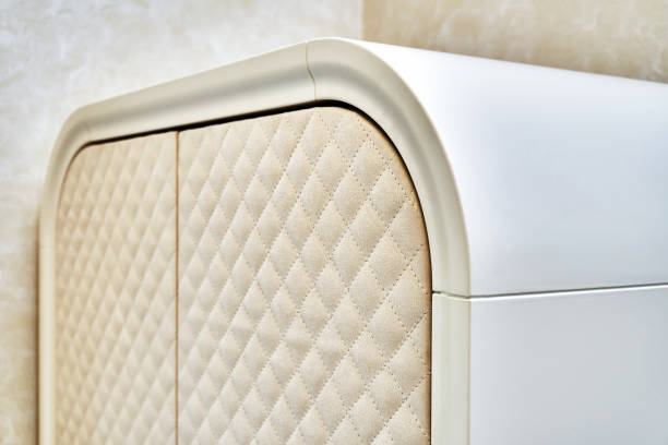 istock Wardrobe with rhombus quilted alcantara material on doors 1364599619