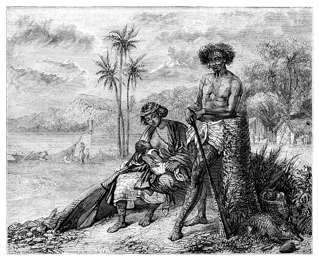 Tahitian family
Original edition from my own archives
Source : Magasin Pittoresque 1841
painting of M. A. Colin