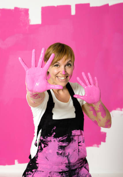 Painting a Wall at Home stock photo