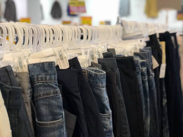 istock View of a rack of second hand clothes 1364605821