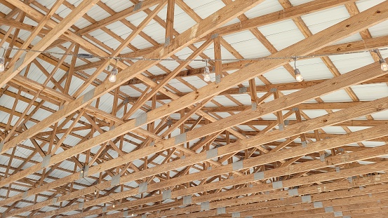 Wood Trusses with connectors Roof structure
