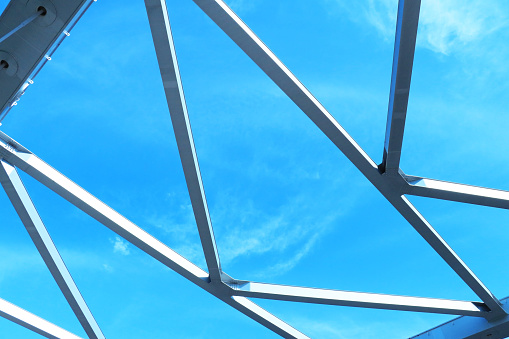 Steel frame and blue sky, modern architecture
