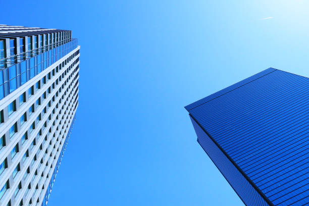 istock Structural buildings in the business district and the blue summer sky 1364608215