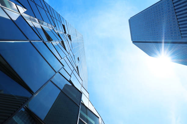 istock Structural buildings in the business district and the blue summer sky 1364608497