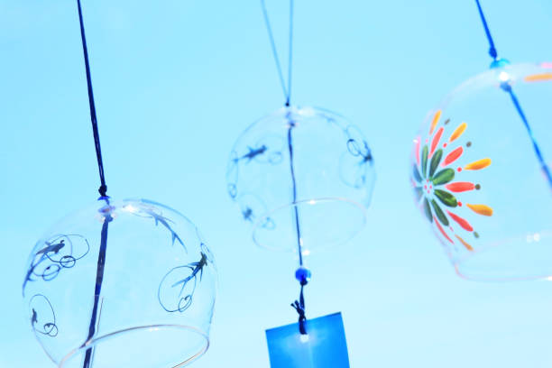 istock Wind chimes swaying in the breeze and the blue summer sky 1364608596