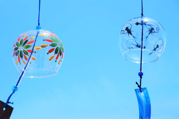 istock Wind chimes swaying in the breeze and the blue summer sky 1364608649