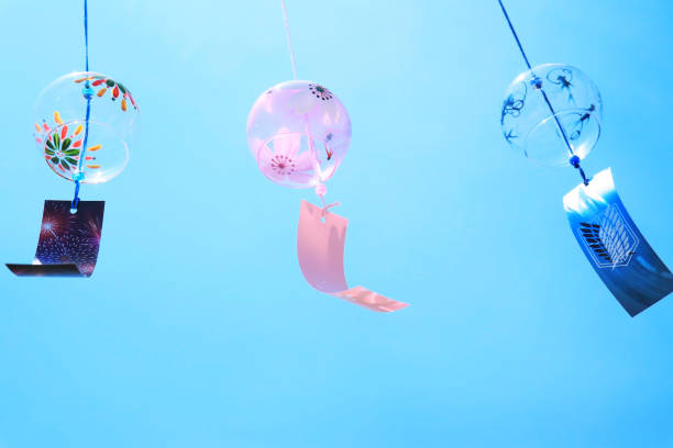 istock Wind chimes swaying in the breeze and the blue summer sky 1364608661