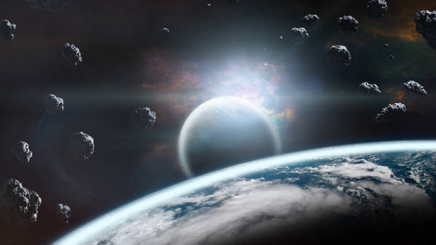 istock Asteroids in low-Earth orbit. Elements of this image furnished by NASA. 1364610352