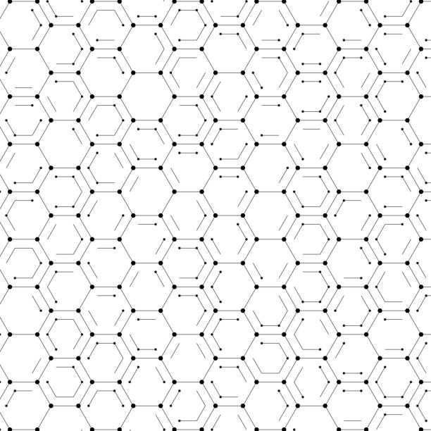 Technology hexagonal pattern of dots and lines vector art illustration