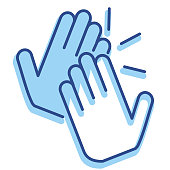 istock Human resources team work high five business people thin line Icon - editable stroke 1364621466