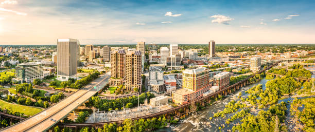 Aerial panorama of Richmond, Virginia stock photo