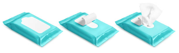 istock Collection of wet wipes flow packs on white 1364624843