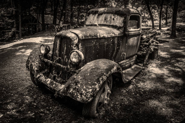 istock Old rusty abandoned truck in a Tennessee forest 1364624885
