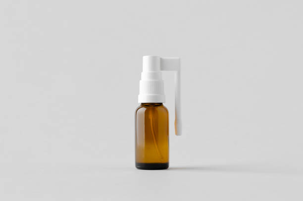 istock Oral, throat spray mockup. Amber bottle. 1364626229