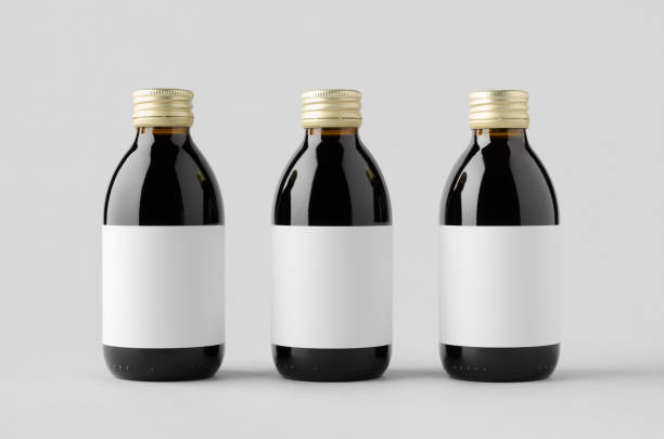 Cold brew coffee glass bottle mockup with blank label.