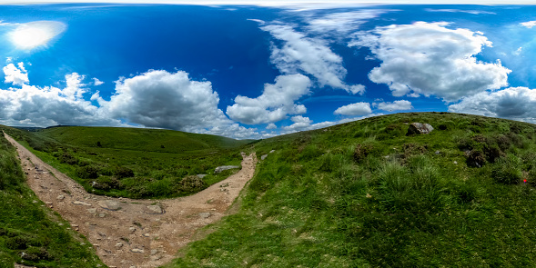 360 Coastal path near Tintagel North Cornwall, UK on a bright and sunny July day