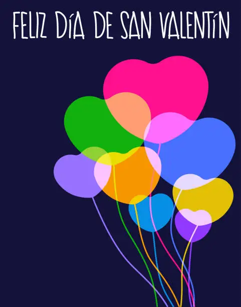 Vector illustration of Happy Valentine’s Day in Spanish Feliz día de San Valentín