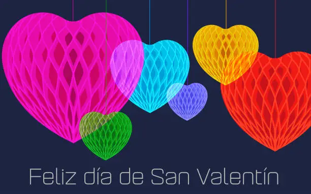 Vector illustration of Happy Valentine’s Day in Spanish Feliz día de San Valentín