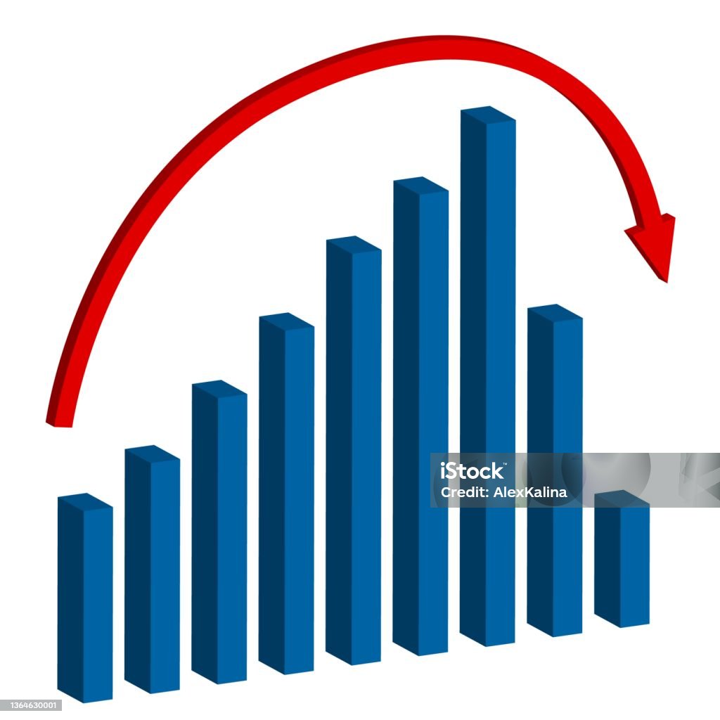Graph With Decrease Report Diagram With Recession And Bankruptcy ...