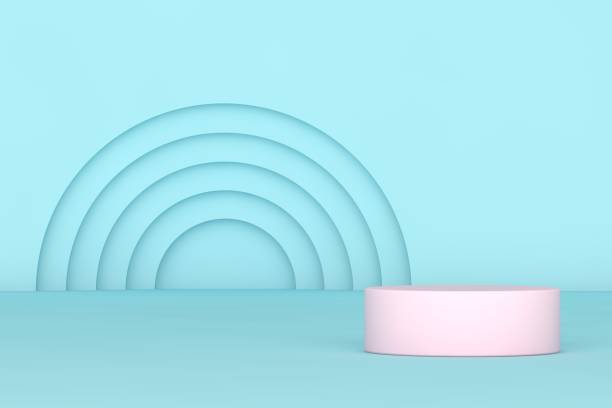 istock Pink and blue blank scene, empty product stand, empty stage for product presentation 1364631998