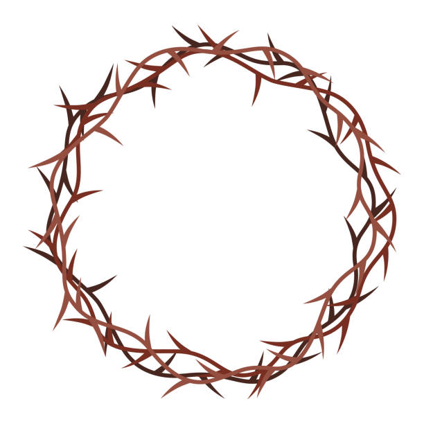 istock Crown of thorns isolated on white background. Religious symbols in flat style. 1364632920