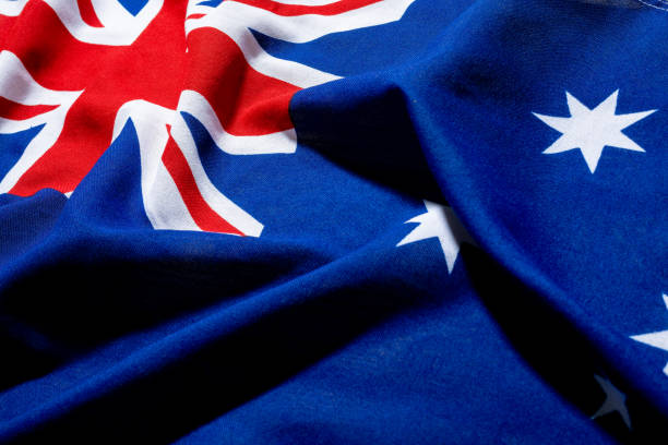 istock Full frame shot of australia flag made with fabric 1364635451