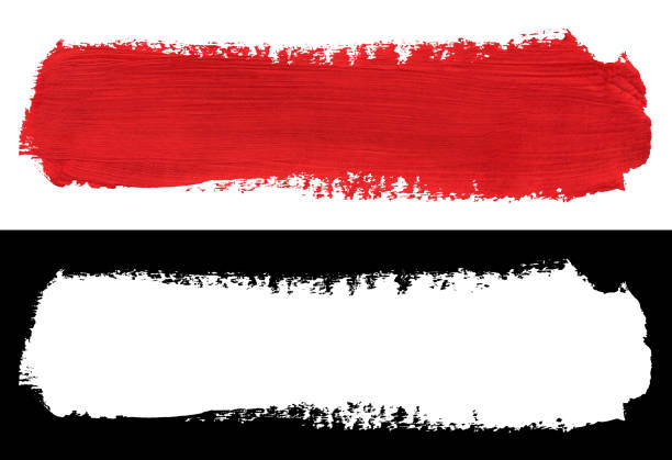Red stroke of paint isolated on white background with clipping mask (alpha channel) for quick isolation. Easy to selection object.
