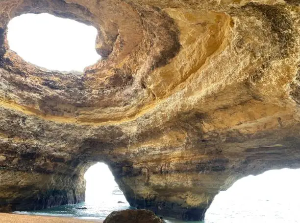 Wonderful view of Benagil Cave in Carvoeiro Algarve Portugal.