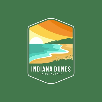 Indiana Dunes National Park Emblem patch icon illustration on dark background