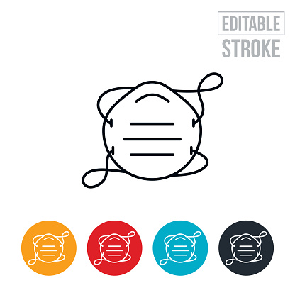 An icon of a highly protective face mask. The icon includes editable strokes or outlines using the EPS vector file.