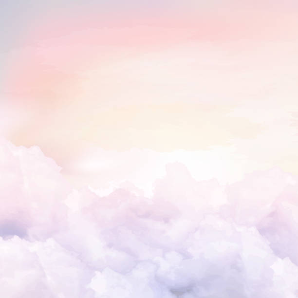 zucker baumwolle rosa wolken vektor-design-hintergrund - dreams heaven cloud fairy tale stock-grafiken, -clipart, -cartoons und -symbole