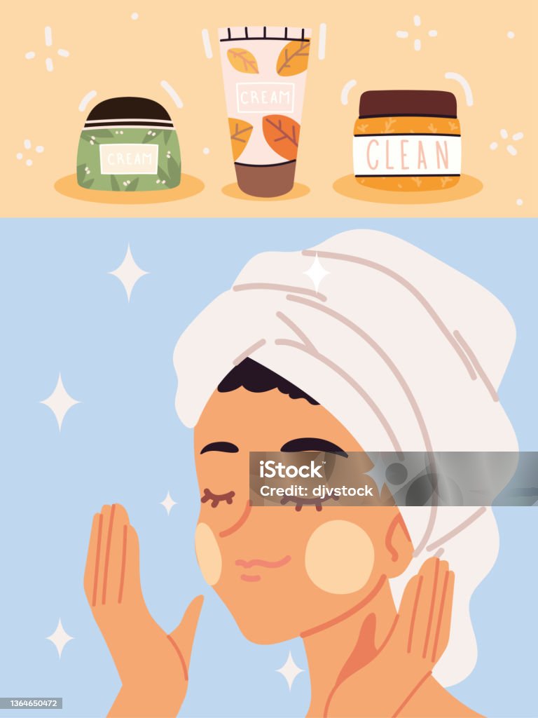 Skin Care Routine Sample Animated Girl Making Skincare Routine Stock Illustration - Download Image Now ...