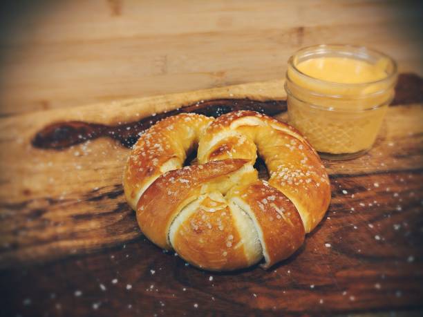 Homemade Pretzels with cheese sauce