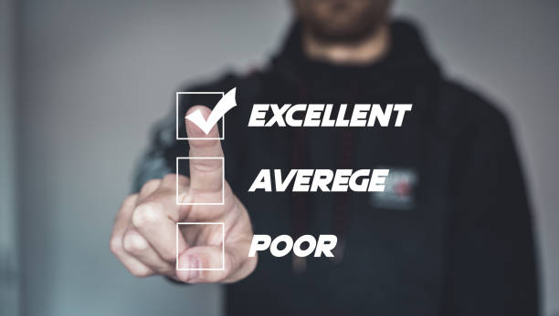 istock Customer service and Satisfaction concept ,Business people are touching the virtual screen on the happy Smiley face icon to give satisfaction in service. rating very impressed 1364660277