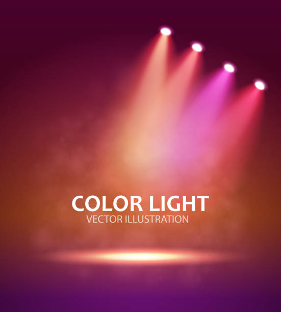 четыре spotlight на сцене для вашего дизайна. красочный свет. - party background video stock illustrations