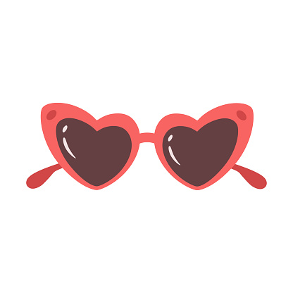 Glasses in heart shape. Retro glasses. Valentines Day element