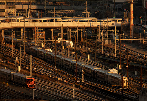 Train yard in Long Island City, Queens.