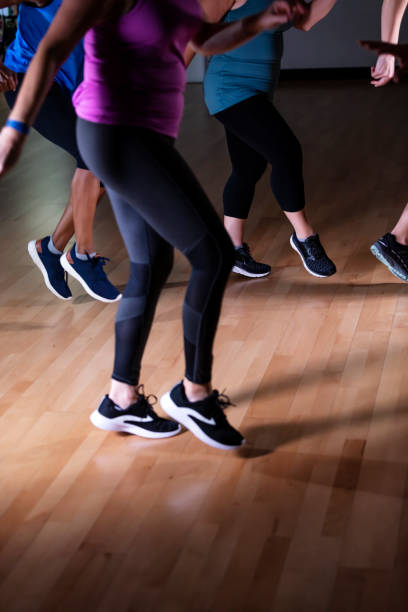 istock Legs of four women in dance exercise class 1364677401