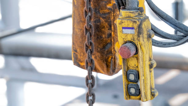 istock switch overhead crane control in the factory. 1364695510