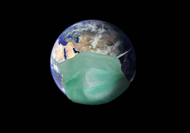 istock Planet Earth with face mask protect.Coronavirus and Air pollution pm2.5 concept.. Elements of this image furnished by NASA. 1364695538