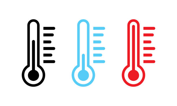 colored thermometer illustrations colored thermometer illustrations. a simple drawing of a temperature measurement. a simple element drawing for environmental design. temperatur stock illustrations
