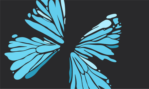 Butterfly color style vector with black background Butterfly color style vector with black background. Butterfly wings with light green color gradation. Design templates for background, social media, template, poster, invitation, and more butterfly wing patterns stock illustrations